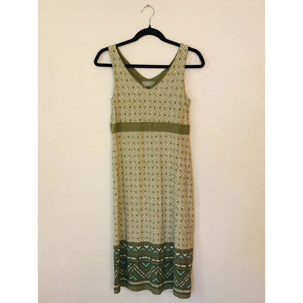 Athleta Santorini Dress with Green Geometric Print, Size MT